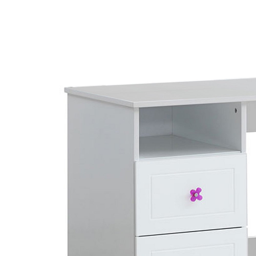 Wooden Table Desk with 2 Drawers and 1 Open Compartment White BM225935