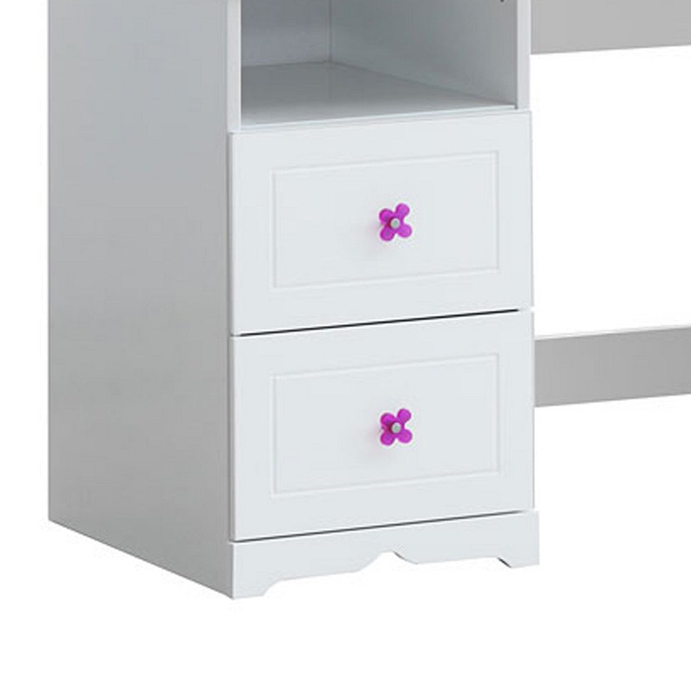 Wooden Table Desk with 2 Drawers and 1 Open Compartment White BM225935