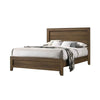 Transitional Style Wooden Eastern King Bed with Raised Molding Trim, Brown