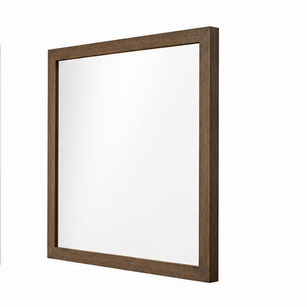 Wall Mirror | Transitional Wood Frame | Grain Detail | Brown