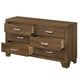 Transitional Style Wooden Dresser with 6 Drawers and Metal Handles Brown