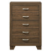 Transitional Style Wooden Chest with 2 Drawers and Metal Handles Brown