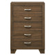 Transitional Style Wooden Chest with 2 Drawers and Metal Handles Brown