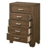 Transitional Style Wooden Chest with 2 Drawers and Metal Handles Brown