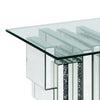 Glass Top End Table with Mirror Panels and Faux Gemstone Accents Silver BM225941