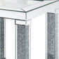 End Table with Faux Gemstone Accents and Mirrored Open Bottom Shelf Silver By Casagear Home BM225944