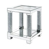 End Table with Faux Gemstone Accents and Mirrored Open Bottom Shelf, Silver By Casagear Home