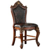Counter Height Chair | Faux Leather | Carved Accents | Set of 2 | Brown