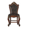 Leatherette Padded Counter Height Chair with Carvings Set of 2 Brown By Casagear Home BM225948