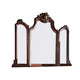Wooden Frame Mirror with Arched Design and Carved Details, Brown