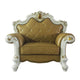 Leatherette Chair with Diamond Stitching and Carvings White and Beige BM225953