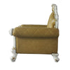 Leatherette Chair with Diamond Stitching and Carvings White and Beige BM225953
