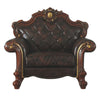 Leatherette Chair with Diamond Stitching and Carved Details Dark Brown BM225955