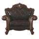 Leatherette Chair with Diamond Stitching and Carved Details Dark Brown BM225955