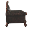 Leatherette Chair with Diamond Stitching and Carved Details Dark Brown BM225955