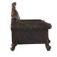 Leatherette Chair with Diamond Stitching and Carved Details Dark Brown BM225955