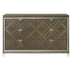 6 Drawer Wooden Dresser with Mirror Accent and Acrylic Legs Taupe Brown BM225966