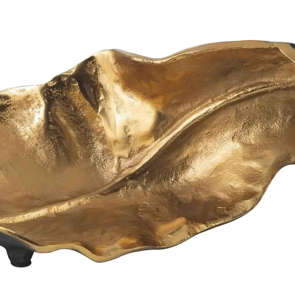 Lica 19 " Twisted Leaf Sculpture Table Decor | Antique Gold & Black Finish | H&crafted Metal By The  Urban Port