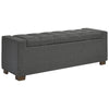 Storage Bench | Fabric Tufted Seat | Block Feet | Dark Gray