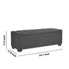 Storage Bench | Fabric Tufted Seat | Block Feet | Dark Gray
