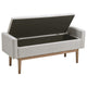 Storage Bench | Tufted Fabric | Low Arms | Light Gray