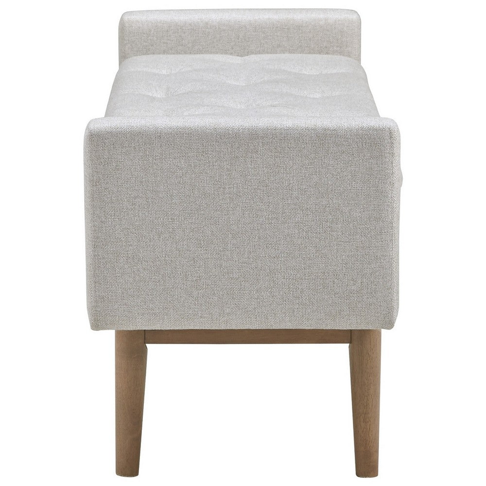 Storage Bench | Tufted Fabric | Low Arms | Light Gray