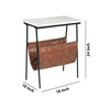 Accent Table | Marble Top | Faux Leather Swing Holder | White & Brown