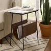 Accent Table | Marble Top | Faux Leather Swing Holder | White & Brown
