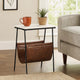 Accent Table | Marble Top | Faux Leather Swing Holder | White & Brown