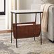 Accent Table | Marble Top | Faux Leather Swing Holder | White & Brown