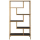 Ashley Metal Frame Bookcase with 5 Tiered Display Glass Shelves, Gold and Black