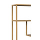 Ashley Metal Frame Bookcase with 5 Tiered Display Glass Shelves, Gold and Black