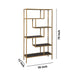 Ashley Metal Frame Bookcase with 5 Tiered Display Glass Shelves, Gold and Black