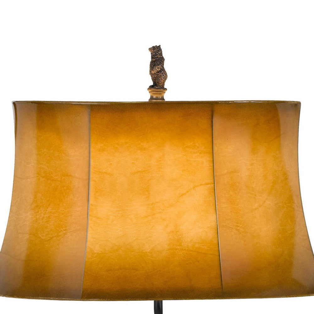Table Lamp | 3 Way | Resin Body | Forest Bear Design | Brown & Black