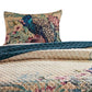 2 Piece Twin Size Quilt Set with Floral Print and Crochet Trim, Multicolor By Casagear Home