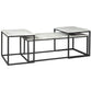 3 Piece Occasional Table, Metal Frame, Marble Top, White and Black By Casagear Home