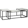 Occasional Table Set | 3 Piece | Marble Top | Metal Frame | White & Black
