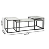 3 Piece Occasional Table Metal Frame Marble Top White and Black By Casagear Home BM226510