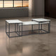 3 Piece Occasional Table Metal Frame Marble Top White and Black By Casagear Home BM226510