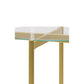 Glass Top Metal End Table with Marble Shelf, Gold and White By Casagear Home