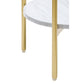 Glass Top Metal End Table with Marble Shelf, Gold and White By Casagear Home