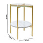 Glass Top Metal End Table with Marble Shelf, Gold and White By Casagear Home