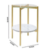 Glass Top Metal End Table with Marble Shelf, Gold and White By Casagear Home