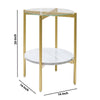 Glass Top Metal End Table with Marble Shelf Gold and White By Casagear Home BM226512