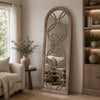 Floor Mirror | Arched Wood Frame | Ring Design | Brown