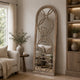 Floor Mirror | Arched Wood Frame | Ring Design | Brown