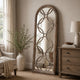 Floor Mirror | Arched Wood Frame | Ring Design | Brown