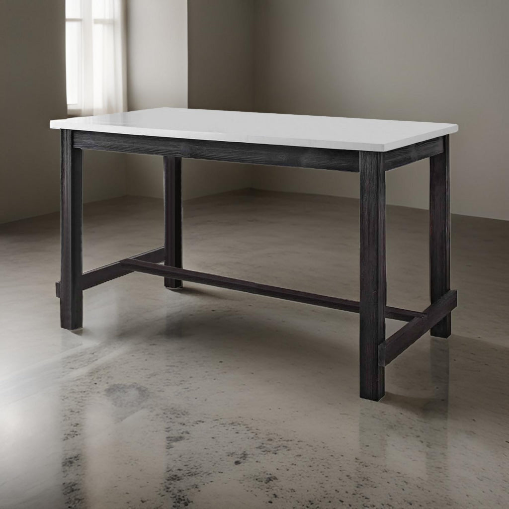 Counter Table | Rectangular Marble Top | Trestle Base | Gray BM226849