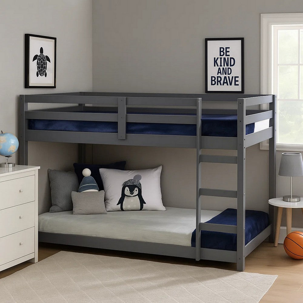 Loft Bed | Twin | Wood Frame | Built In Ladder | Gray