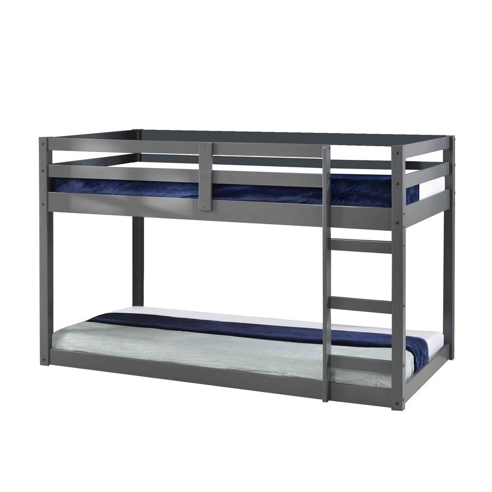 Loft Bed | Twin | Wood Frame | Built In Ladder | Gray